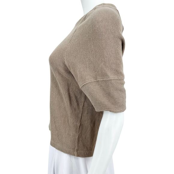 Madewell Womens XXS Ottoman Jacquard Button-Back Top Brown - Picture 6 of 9